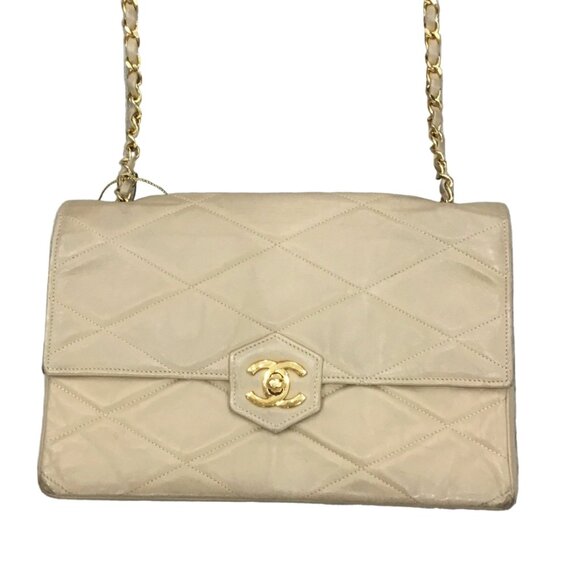 CHANEL Vintage Tan/Beige Single Flap Crossbody/Shoulder Bag - Picture 1 of 8